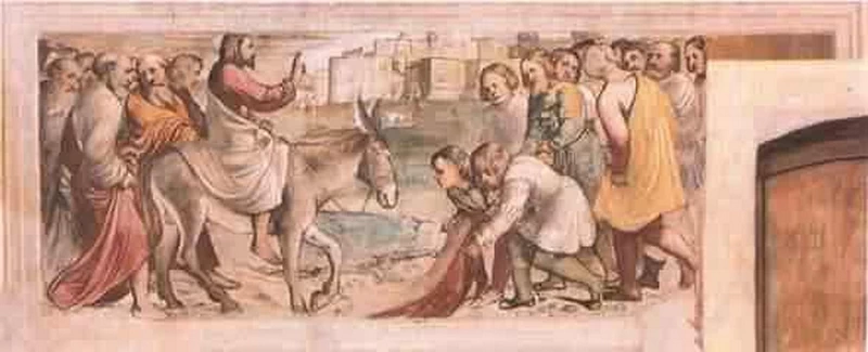 Il Romanino-449-Pisogne, Chiesa di santa Maria della Neve - dettaglio Ingresso a Gerusalemme